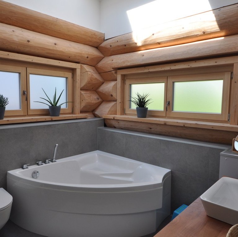 Blockhaus Innenausbau Badezimmer